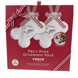 Reece Studio Pet’s Print Ornament 2 Pack New Bone Shaped Paw Print DIY Ornaments